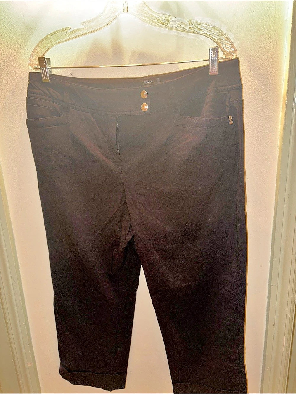 Style & Co Stretch Black Capris Size 14. With cuffed at bottom